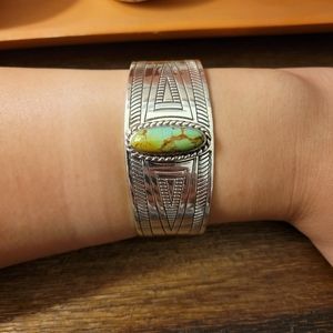 Vintage Sterling Silver Turquoise Cuff Bracelet